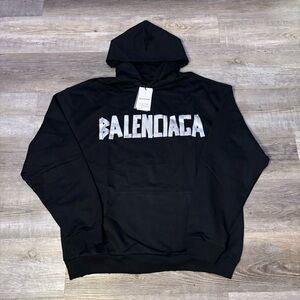 Balenciaga New Tape Black Hoodie for Men